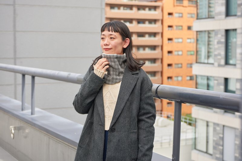 CHARM カイロが入る コットン ネックウォーマー - 絲巾 - 棉．麻 灰色