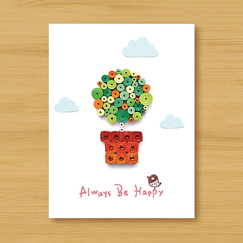 Handmade Rolled Paper Cards_Healing Small Potted Plant Always Be Happy-Birthday Card, Thank You Card - การ์ด/โปสการ์ด - กระดาษ สีเขียว