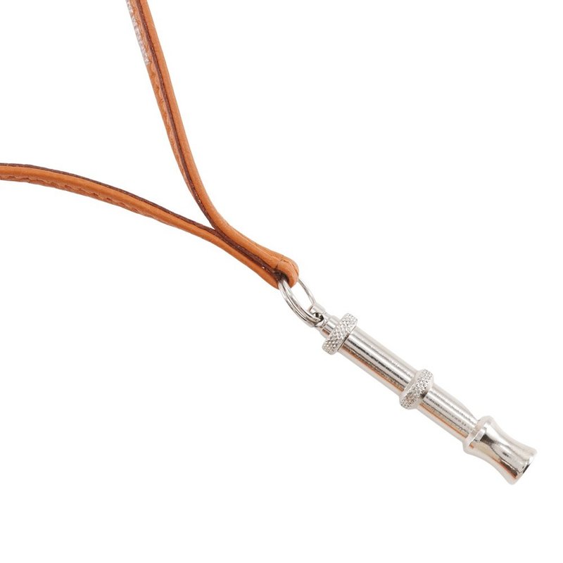 【日本直送】エルメス HERMES シフレ ネックレス 超音波ホイッスル クシュベル×金属製 オレンジ/シルバー 約20g レディース【中古】 - 項鍊 - 真皮 銀色