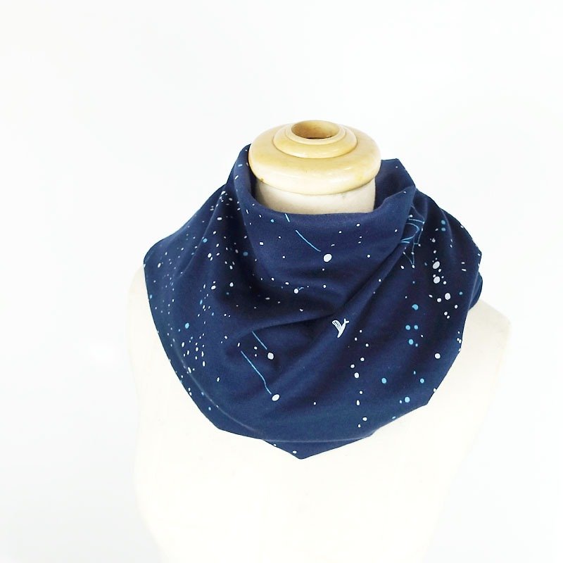 Urb. Starry sky. Changeable circle towel - ผ้าพันคอถัก - ผ้าฝ้าย/ผ้าลินิน สีน้ำเงิน