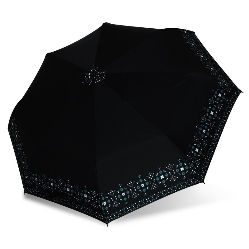 [Double Dragon Brand] Cool and Cool Small Invincible Three-fold Umbrella Parasol - Wenqing Geometry - Umbrellas & Rain Gear - Waterproof Material Black