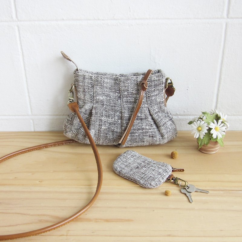 Cross-body Bags Mini Skirt XS Hand woven and Coin Purses Natural-Brown Color. - Messenger Bags & Sling Bags - Cotton & Hemp Brown