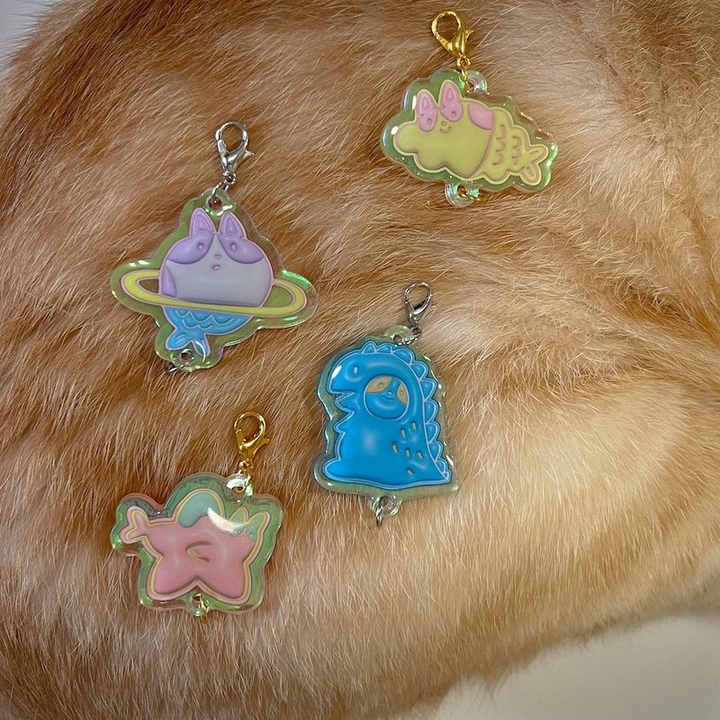 Weird Corgi Torpedo Acrylic String Charm - ที่ห้อยกุญแจ - อะคริลิค สีส้ม