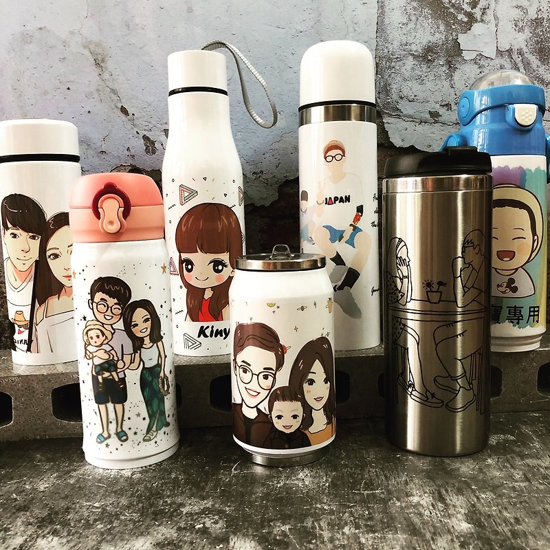 Customized Q version vacuum flask [Order area] Hand-painted custom-made like Yanhua hand-painted gifts - Vacuum Flasks - Stainless Steel Multicolor
