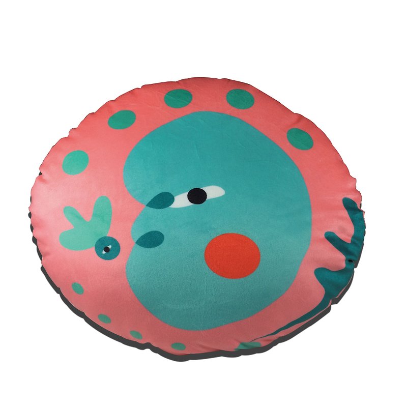 野生物2-圓形抱枕/插畫 - 枕頭/咕𠱸 - 棉．麻 粉紅色