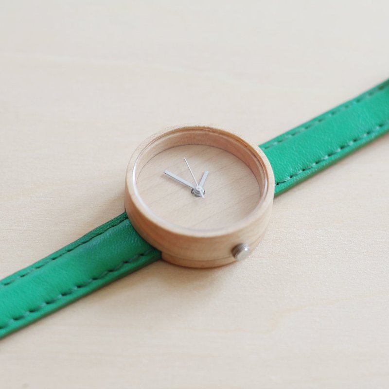完木森林 | 原木手工手錶 Tree 皮帶錶 原木錶 - 女錶 - 木頭 綠色