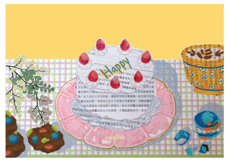 4x6 Collage Postcard - Birthday Cake - 卡片/明信片 - 紙 