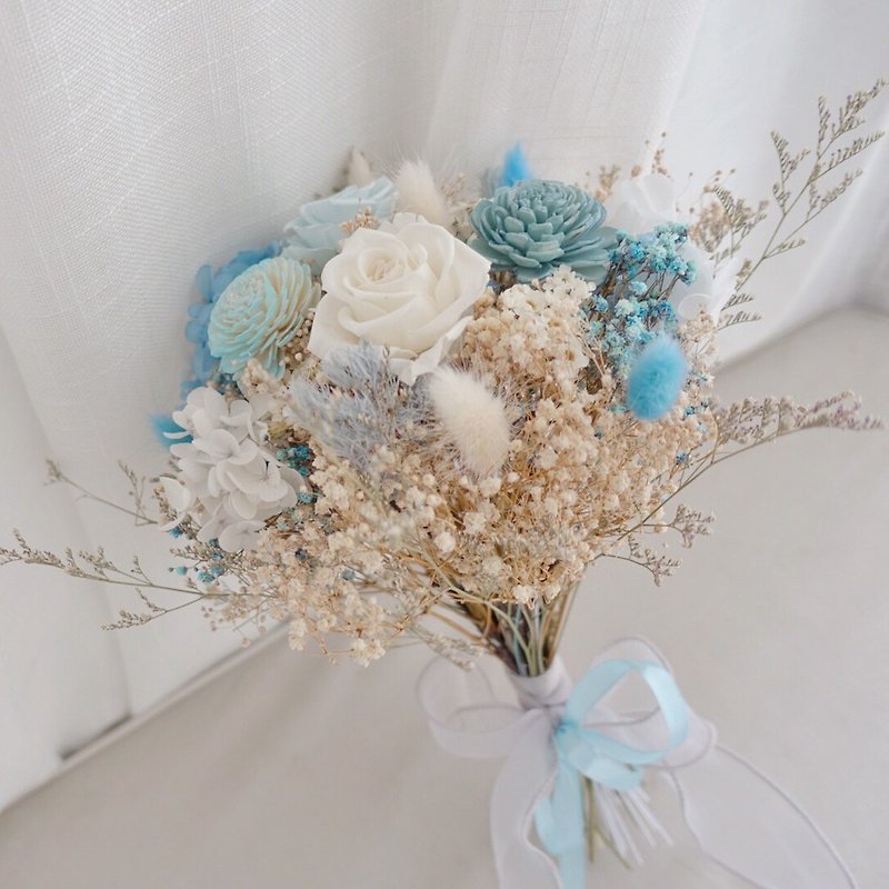 [Customized] Immortal bouquet - sea foam blue gift bouquet box/immortal flower/dried flower - Dried Flowers & Bouquets - Plants & Flowers Blue