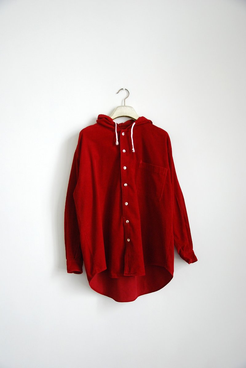 Pumpkin Vintage. Vintage corduroy hooded shirt - เสื้อเชิ้ตผู้ชาย - วัสดุอื่นๆ 