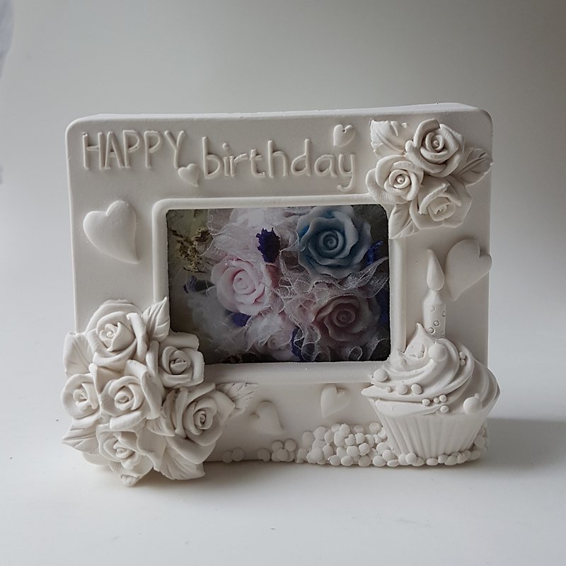 Happy Birthday Photo Frame - Expanded Stone Frame, Fragrance Frame - Items for Display - Other Materials Silver