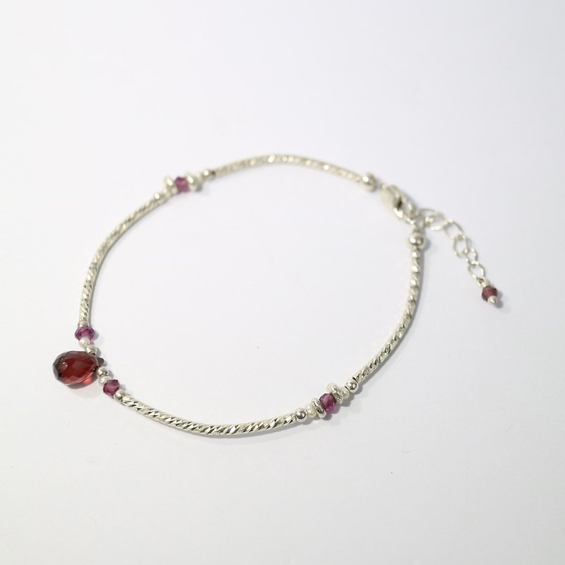 Dazzling ~ _ natural pearl Stone sterling silver bracelet - Bracelets - Gemstone Red