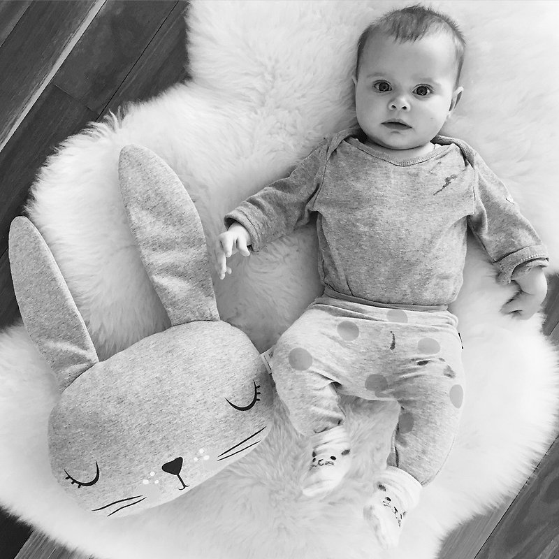 Mister Fly Animal Shape Pillow-Big Ear Bunny MFLY078 - Baby Gift Sets - Cotton & Hemp Silver