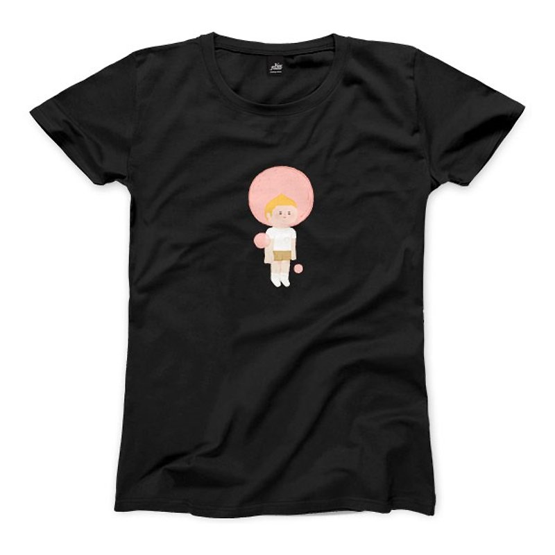 ピンクバブル - ブラック - 女性のTシャツ - Tシャツ メンズ - コットン・麻 ブラック