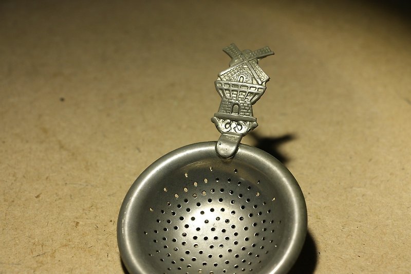 Purchased from the Netherlands in the middle of the 20th century, the old piece of metal silver plated windmill handle antique tea tea filter - ถ้วย - โลหะ สีเงิน