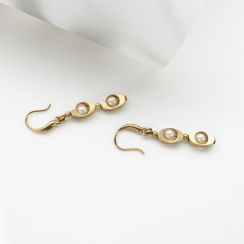 ONCE LITE | 暮光系 - OVAL * パール オーバル 真鍮ピアス - ピアス・イヤリング - 銅・真鍮 ゴールド