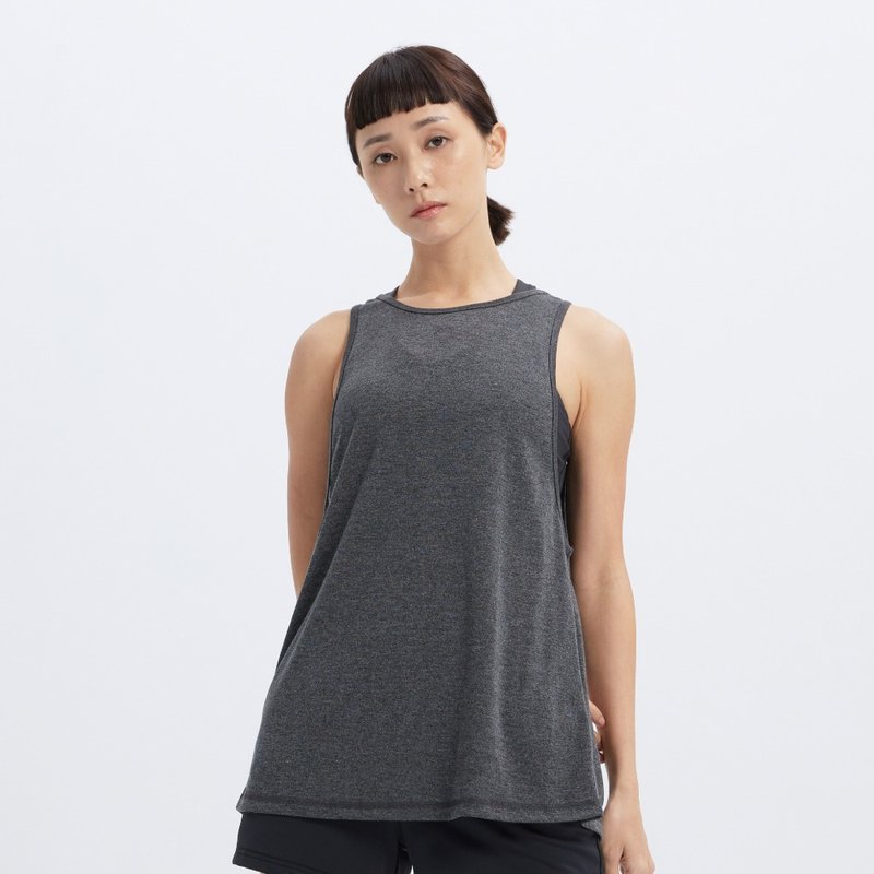SPORTSWEAR - 開衩寬鬆背心-黑色 - 背心/無袖上衣 - 聚酯纖維 黑色