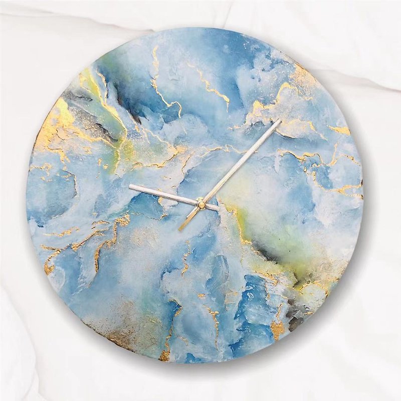 Stone Art Texture Design  Wall Clock - Clocks - Other Materials Blue