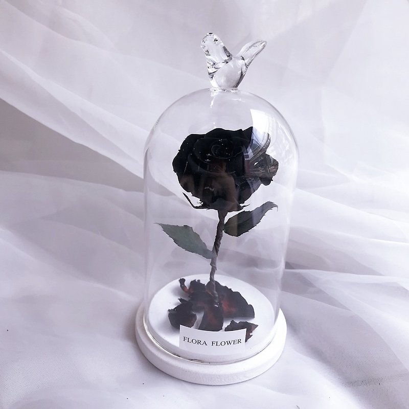 (Black) Little Prince eternal flower glass cover graduation gift / eternal flower / not wither - ตกแต่งต้นไม้ - พืช/ดอกไม้ สีดำ