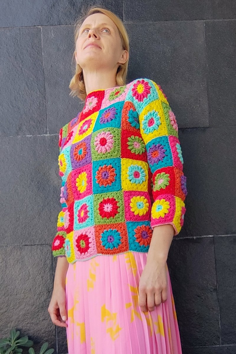 Colorful handmade sweater - Women's Sweaters - Wool Multicolor