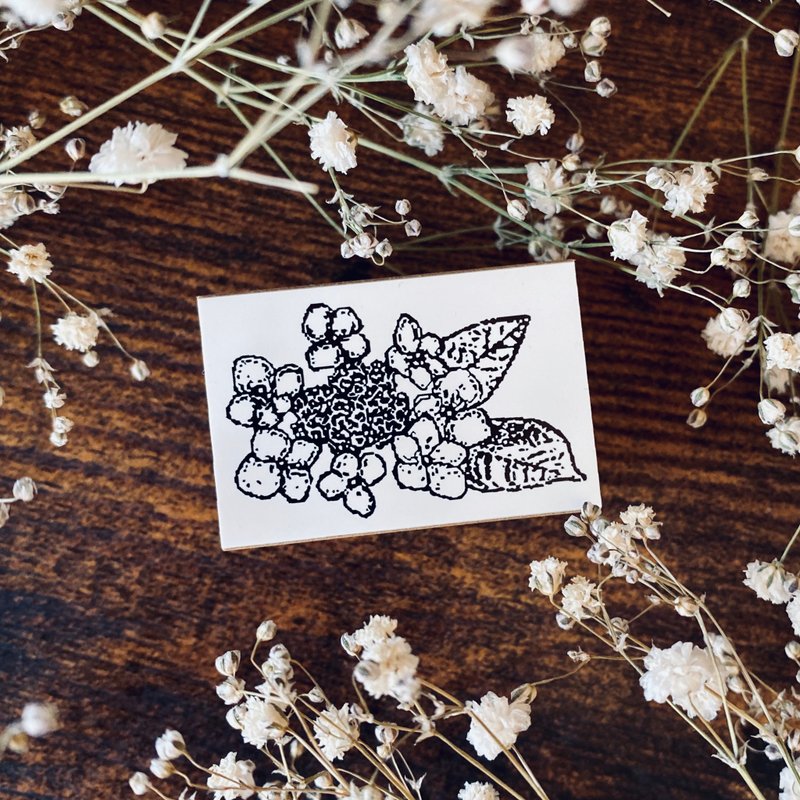 Hydrangea rubber stamp - 印章/印台 - 木頭 白色