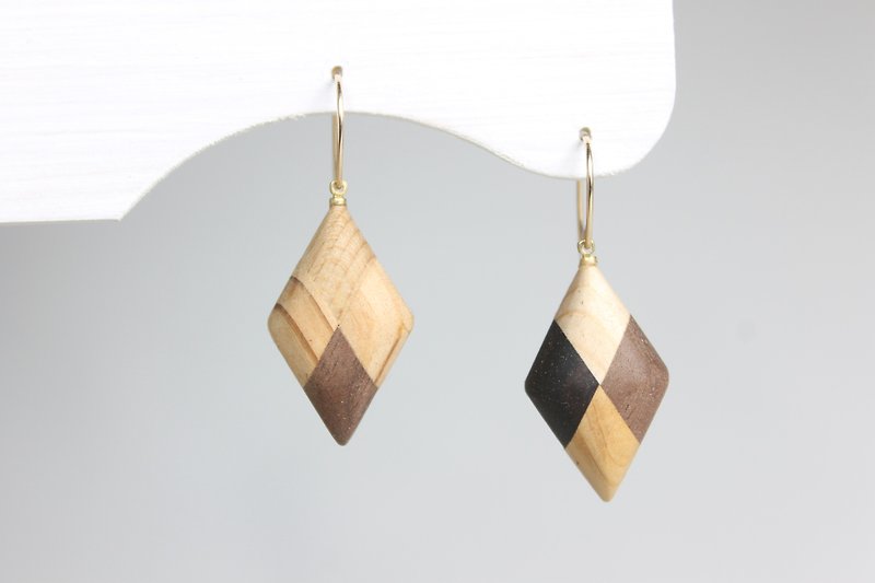 Parquet diamond earrings - ต่างหู - ไม้ สีนำ้ตาล