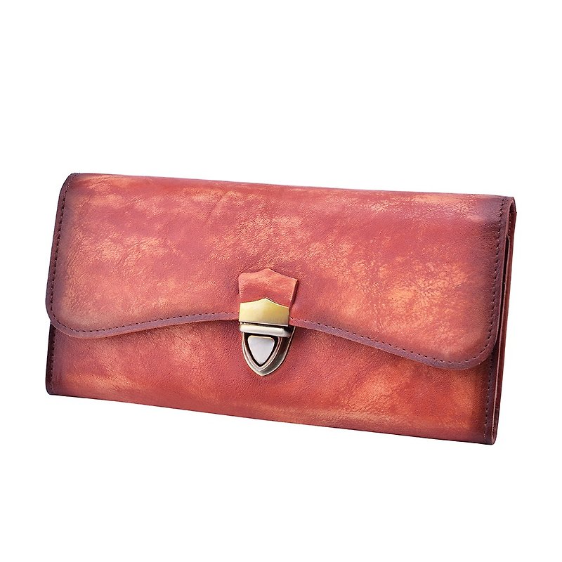 Leather Wallet for Women, Gift for Mom, Mother's Day Gifts - กระเป๋าคลัทช์ - หนังแท้ สีส้ม