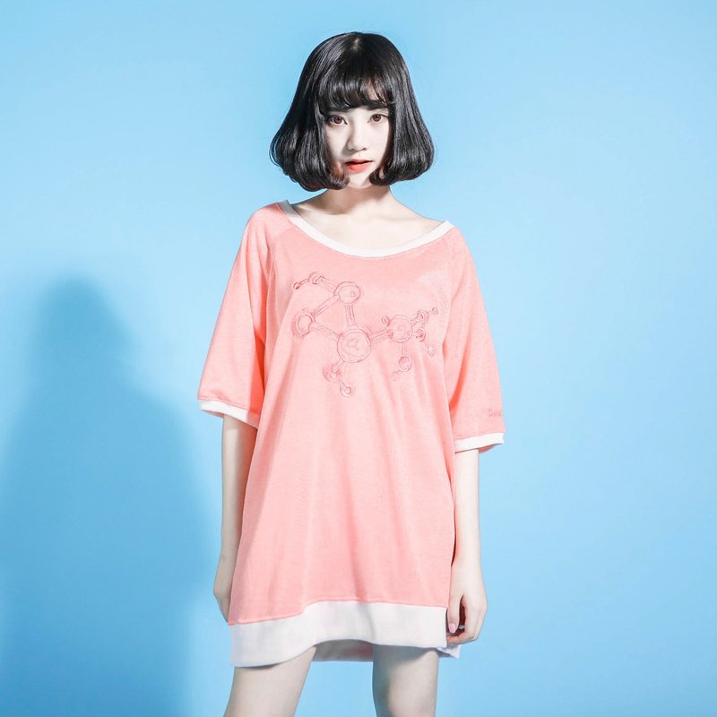 SU: MI said Molecular Molecular embroidery loose sweater _6SF006_ Fenju - Women's Tops - Cotton & Hemp Pink