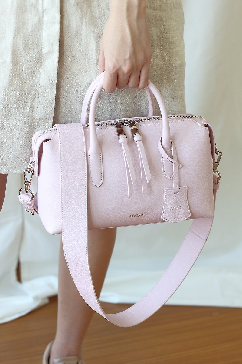 P i L L o w  Light Pink  - Genuine Leather Bag (Cow Leather) - 手提包/手提袋 - 真皮 粉紅色