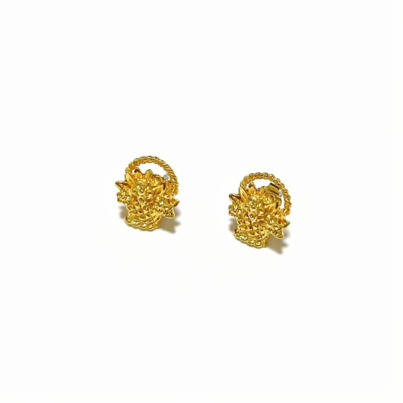 •DANIEL• Old European and American AVON small flower basket earrings - ต่างหู - โลหะ สีทอง