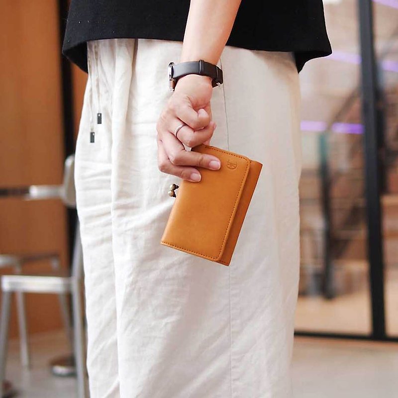 Japanese handmade minimalist lightweight bead buckle tri-fold wallet Made in Japan by Cledran - Wallets - Genuine Leather 
