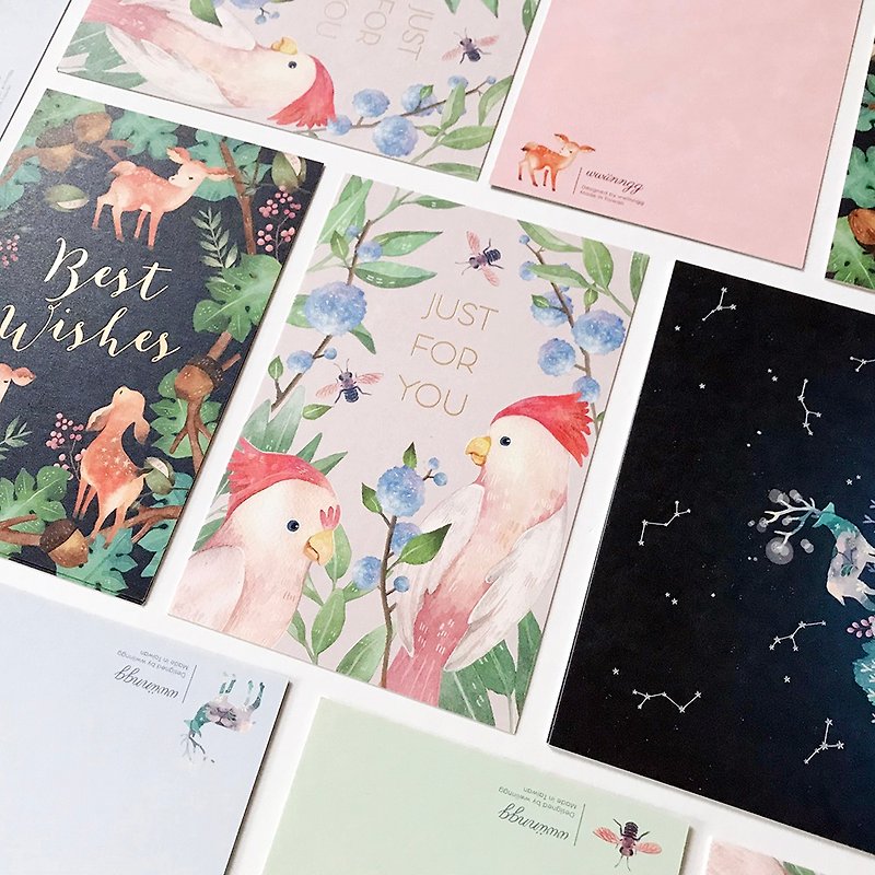 Thick pound gilding Christmas illustration postcard - 3 sets - Cards & Postcards - Paper Multicolor