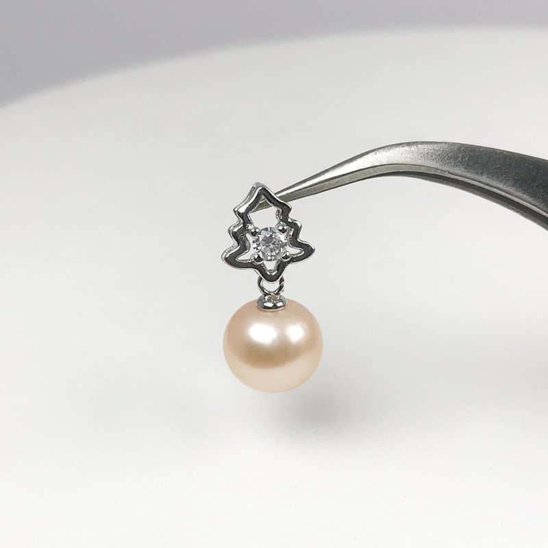 Xmas Tree Freshwater White Pearl 925 Sterling Silver Dangle Necklace - สร้อยคอ - ไข่มุก สีทอง