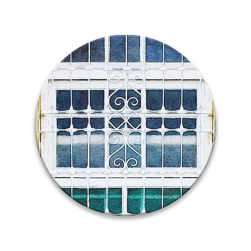Old House Yan – Watercolor Iron Window Grill Coaster – Classical – Special Price - ที่รองแก้ว - ดินเผา 