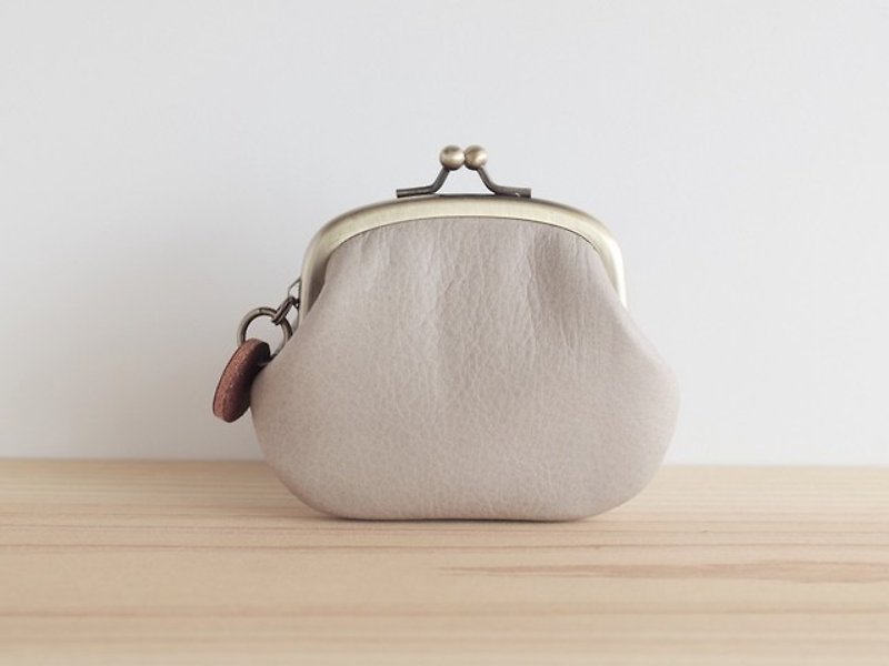 Leather purse light gray - Coin Purses - Genuine Leather Gray