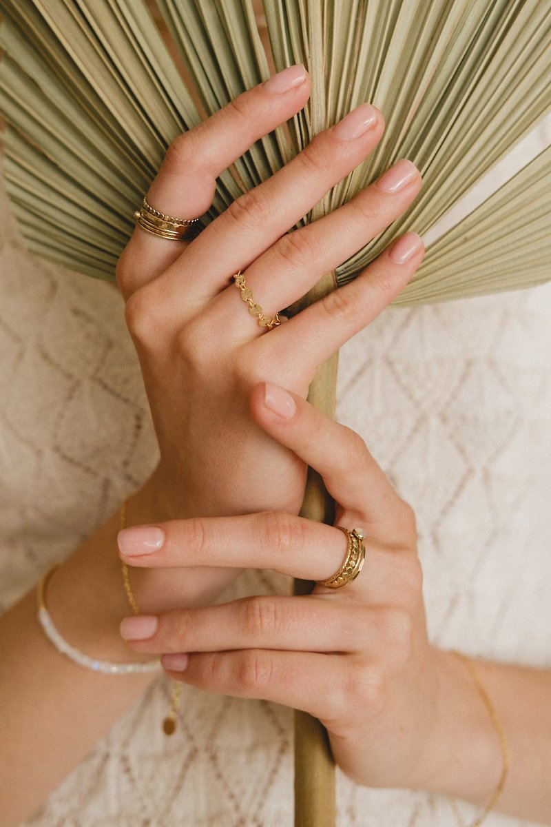 Zoaje ITALY 戒指指環 14k注金包金 手指鏈 串鏈裝飾 基礎百搭款 - 戒指 - 貴金屬 金色