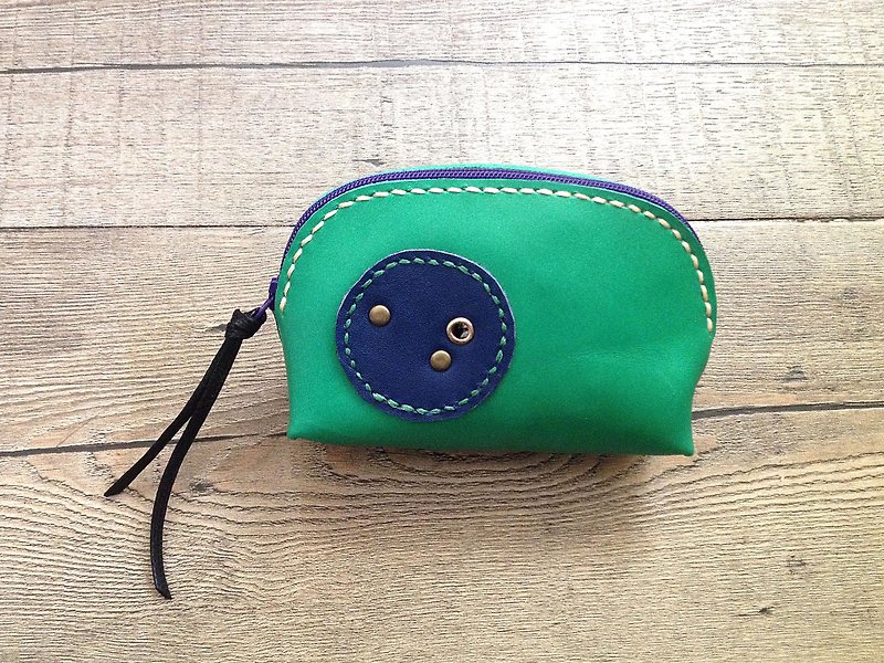 POPO │ colorful green │ cow leather wallet │ - กระเป๋าสตางค์ - หนังแท้ สีเขียว