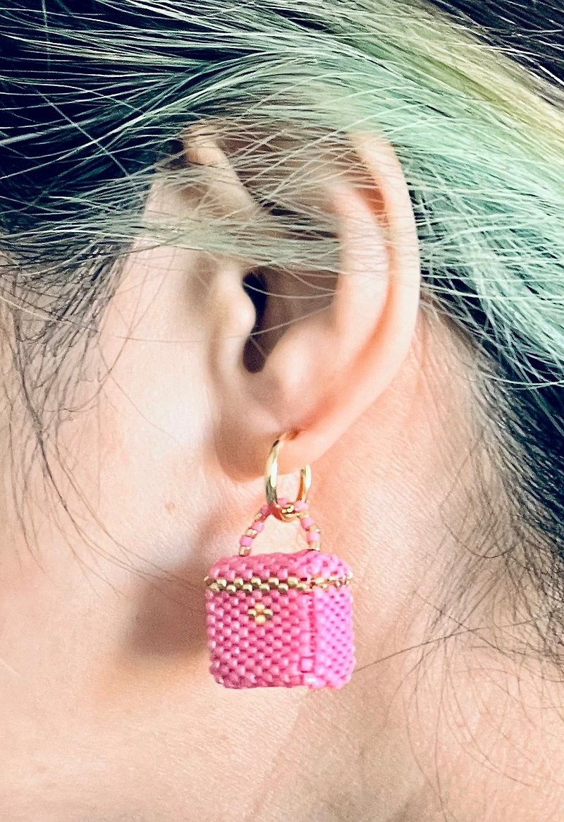 Mini bag Seed Beads Earrings | 925 Serling Ear Hooks - Earrings & Clip-ons - Other Materials Multicolor