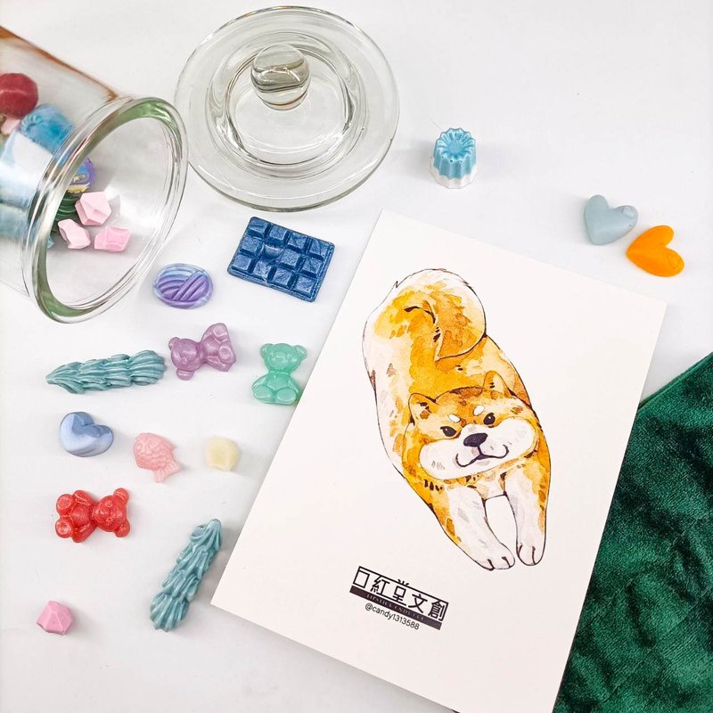 KR474_口紅堂明信片_柴犬2_candy1313588 postcard - 卡片/明信片 - 紙 多色