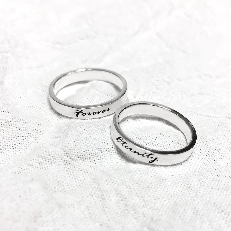 Make a plain face ring with your significant other / custom lettering - แหวนทั่วไป - เงินแท้ สีเงิน