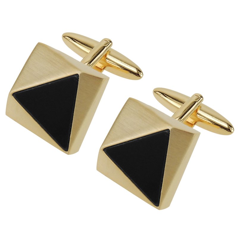 Faceted Gold Triangle Black Plastic Cufflinks - Cuff Links - Other Metals Black