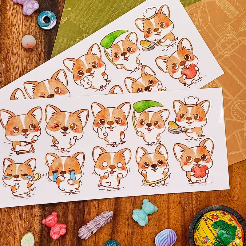 PP613 柯柯基A Corgi A / 轉印貼紙Transfer Stickers - 貼紙 - 其他材質 多色