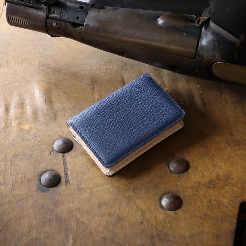 日本製造　牛皮　名片夾　名片盒　藏青色　Weinheimer　made in JAPAN handmade leather card case - 其他 - 真皮 藍色