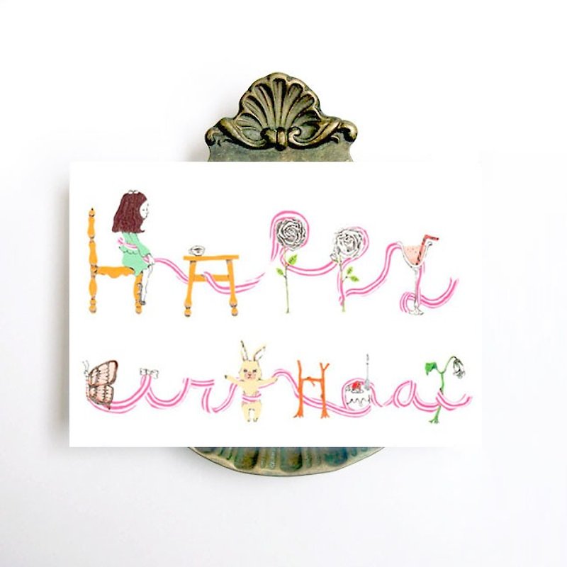 Happy Birthday : illustrated postcard - Cards & Postcards - Paper 