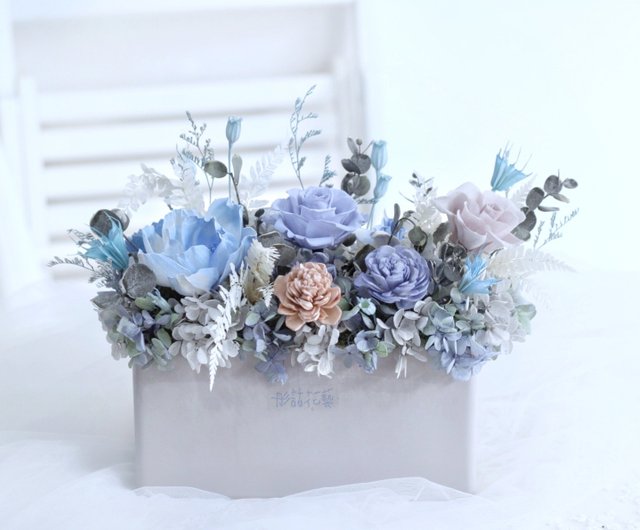 Dried Blue and white floral arrangement