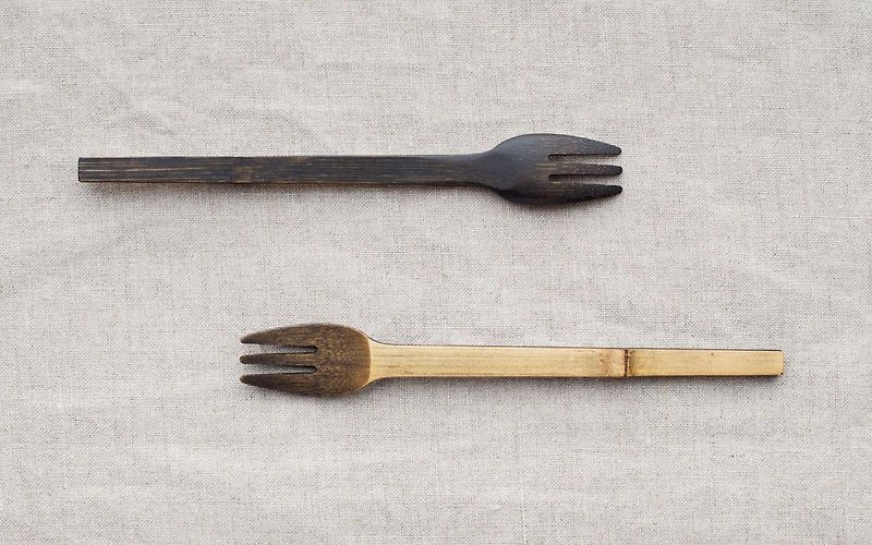 Small bamboo fork wiping lacquer black lacquer (black) - Chopsticks - Wood Black
