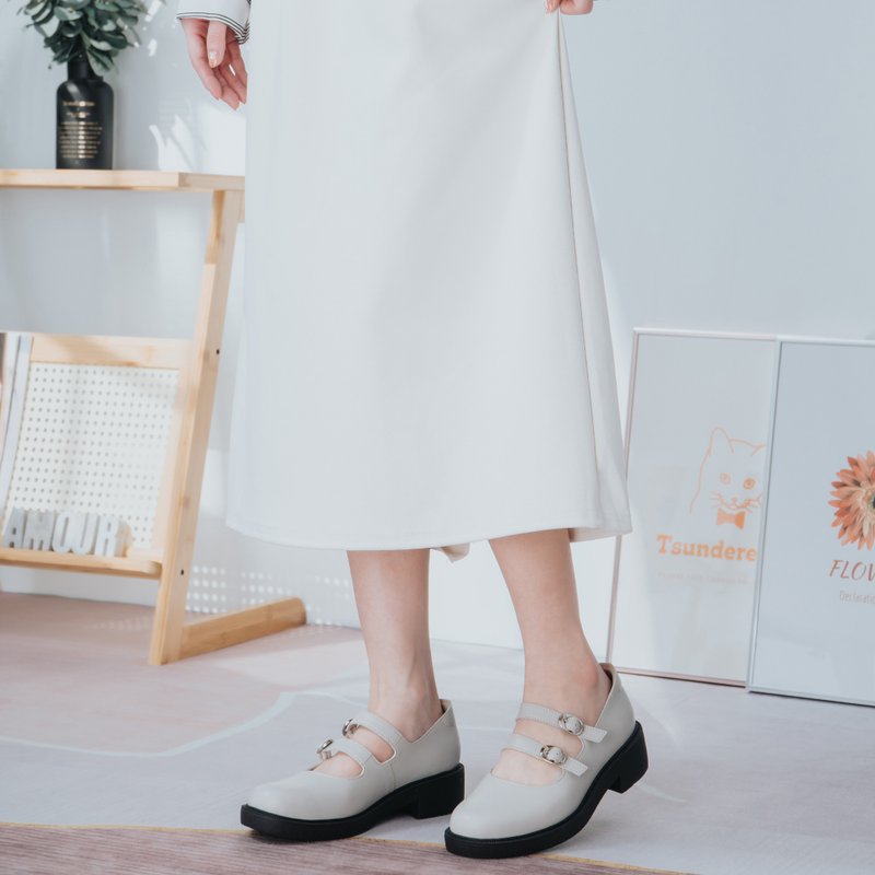 【復古文青】MIT舒適休閒鞋。真皮。極簡灰6056 - 女牛津鞋/樂福鞋 - 真皮 灰色