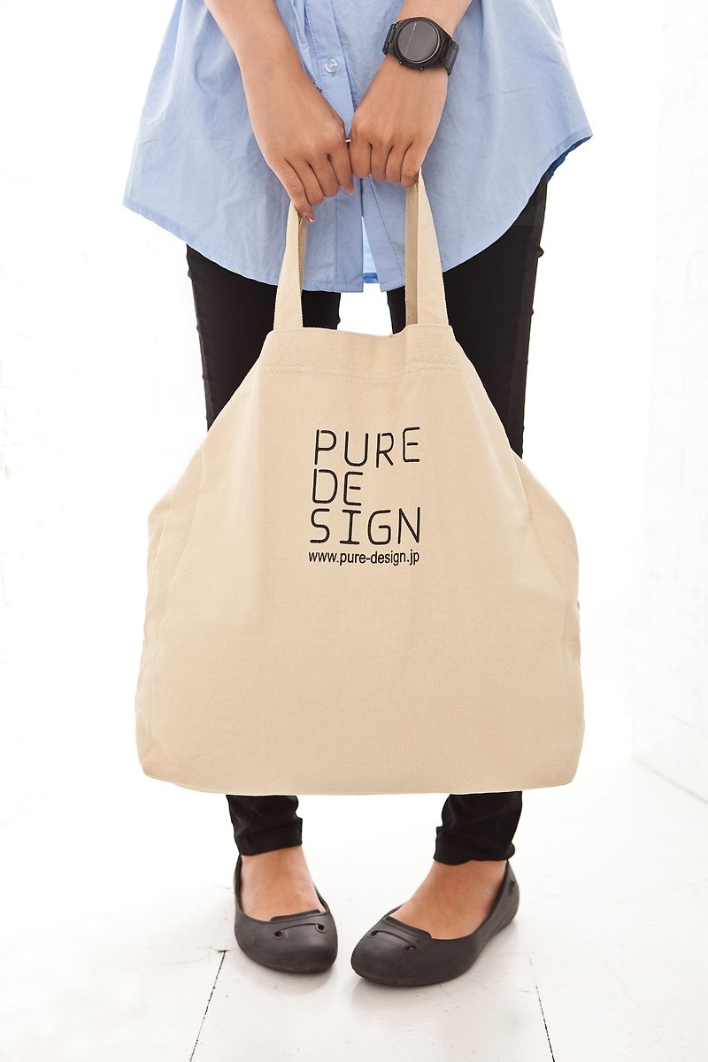 【PURE DESIGN】Thick pound canvas shopping bag_crossbody_shoulder_portable_3Way shopping bag - Messenger Bags & Sling Bags - Cotton & Hemp White