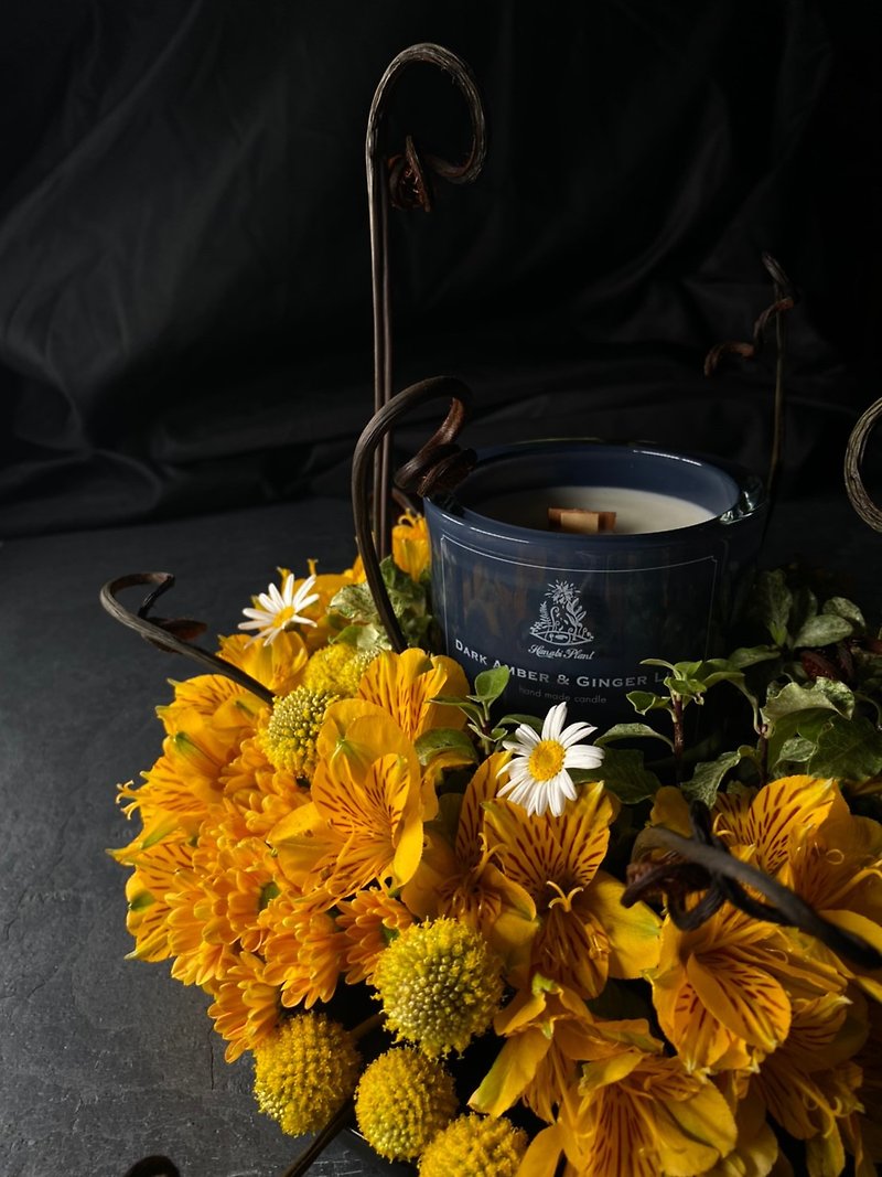 Firework Fern Wake-Container Candle 230g/8oz Amber Ginger Lily 100% Soy Wax - Candles & Candle Holders - Wax Gray