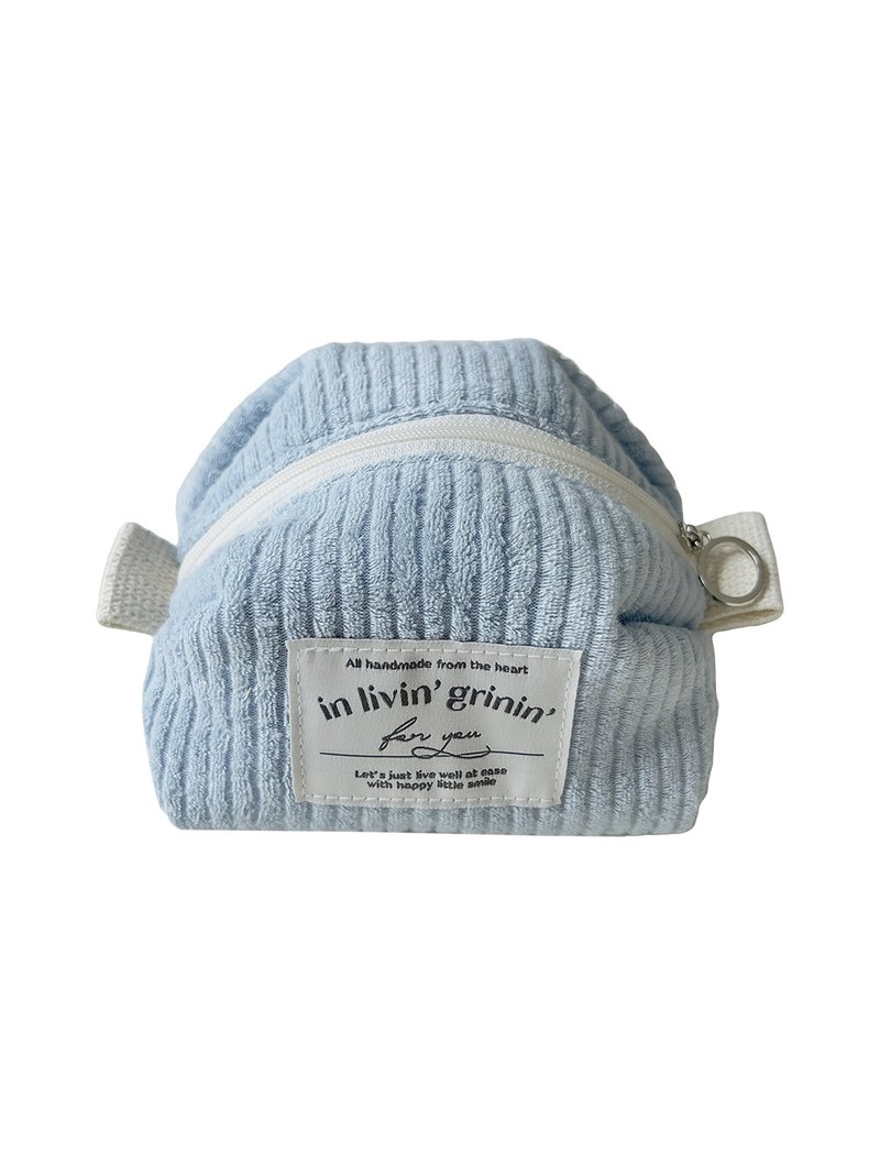 terry corduroy pouch S_baby blue - 化妝包/收納袋 - 其他人造纖維 藍色