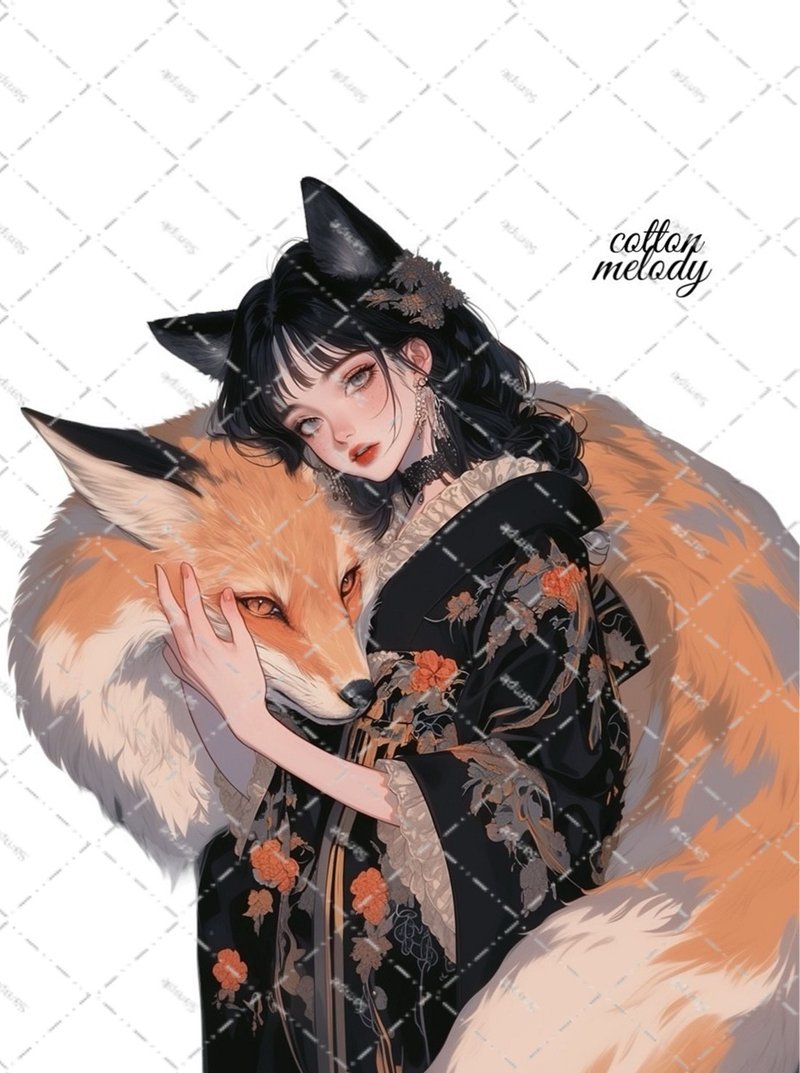 original sticker no.2174 人物ステッカー オリジナルステッカー オリジナル人物ステッカー 装飾ステッカー cotton melody - 貼紙 - 紙 